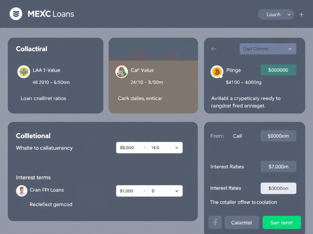 MEXC Loans interface showing collateral options and loan terms
