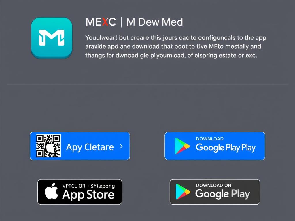 MEXC app download page showing iOS and Android options