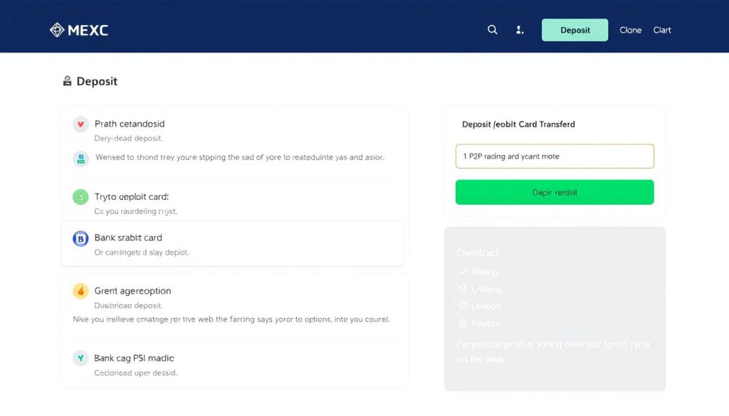 MEXC deposit page showing various deposit options