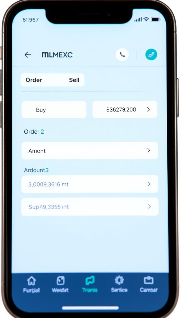 MEXC mobile app trading interface showing order placement