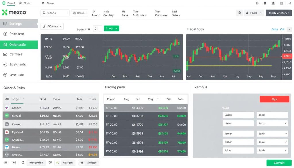 MEXC spot trading interface showing order book and trading pairs